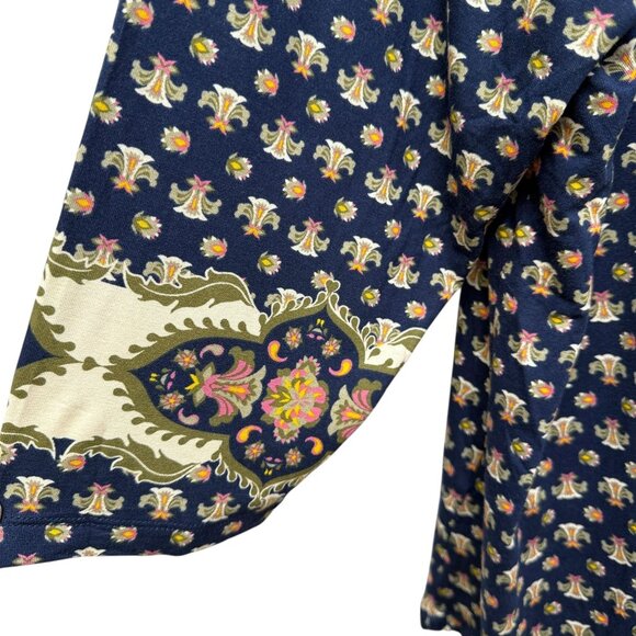 JM Collection Tunic Tee Plus Size 4X Navy Blue Boho Border Print Womens Top - Picture 10 of 10